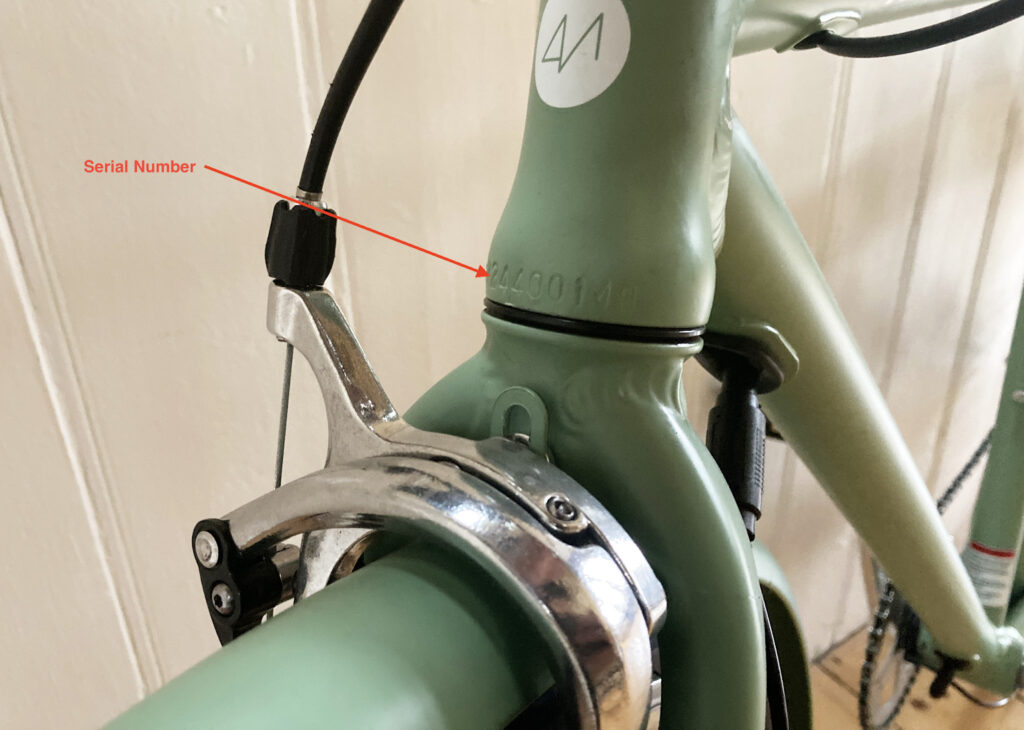 Bike serial number on the head tube