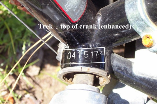 Serial Number on top of crank