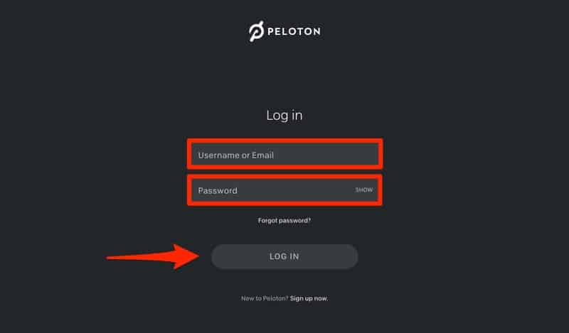 Log in to Peloton Account