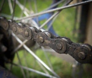 The chain has become clogged with dirt or grime